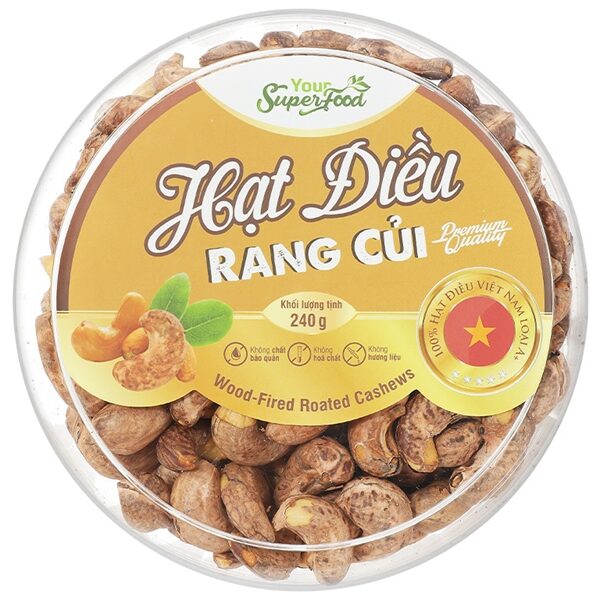 Hạt Điều Vỏ Lụa Rang Củi Super Food (240g) - Hộp