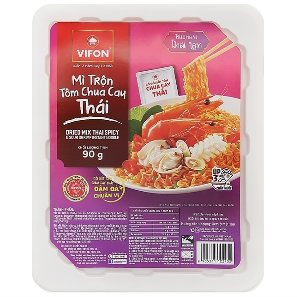 Mì Trộn Tôm Chua Cay Thái Vifon (90g) - Thùng